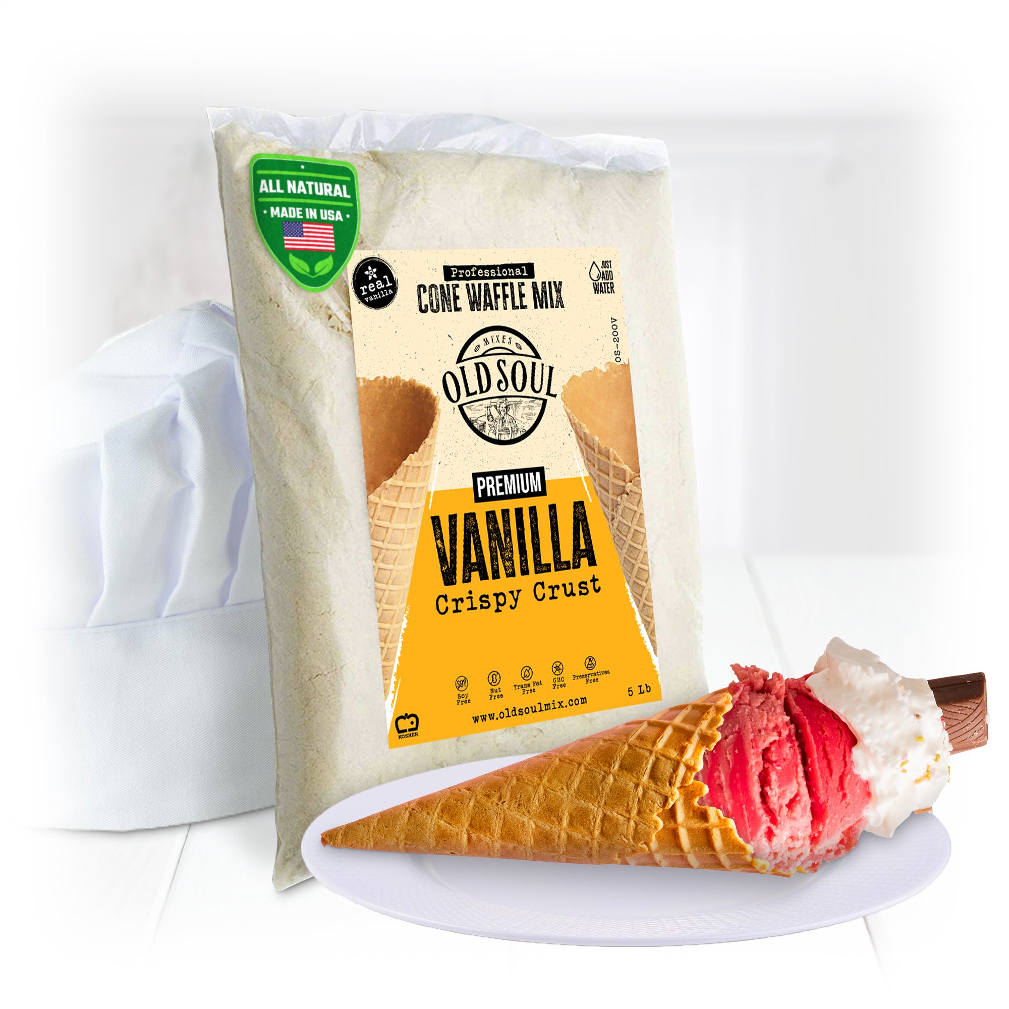 OldSoul Cone Waffle Dough Mix | Crispy | Batter Mix for Cone Waffles